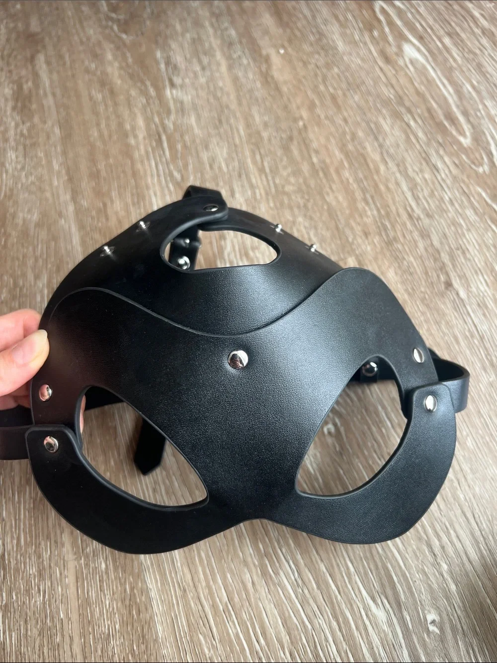 🖤 Unisex faux Leather Mouse Ear Masquerade Mask-Pair Available, detachable ears